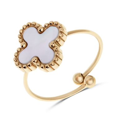 Adjustable four-leaf clover ring