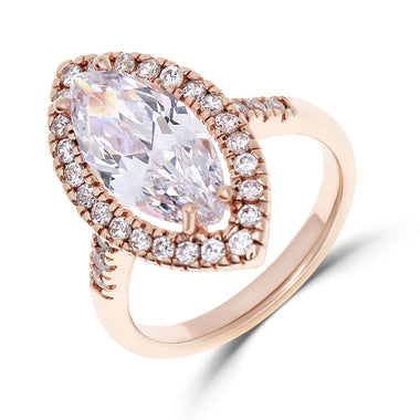 Marquise cubic zirconia halo ring