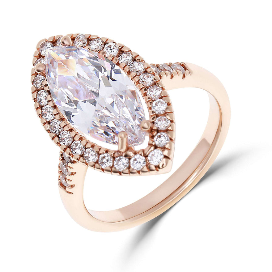 Marquise cubic zirconia halo ring