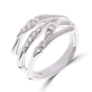 Bamboo branch ring with cubic zirconia