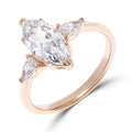 Gold-plated ring with a marquise stone and two pear-shaped side stones