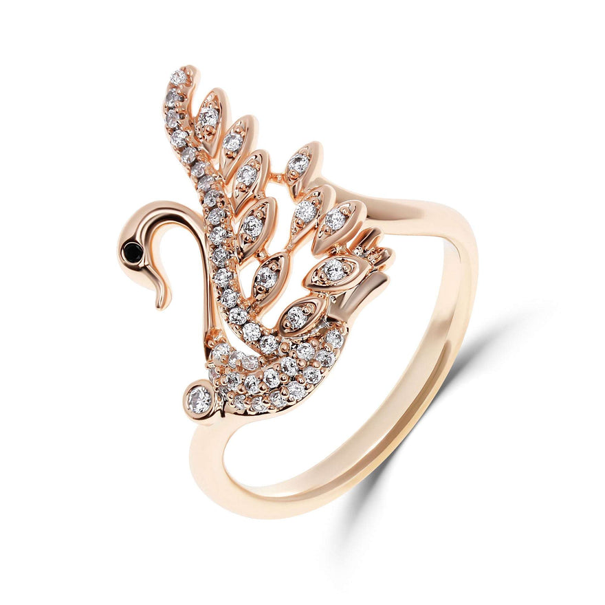 Swan ring with cubic zirconia wings