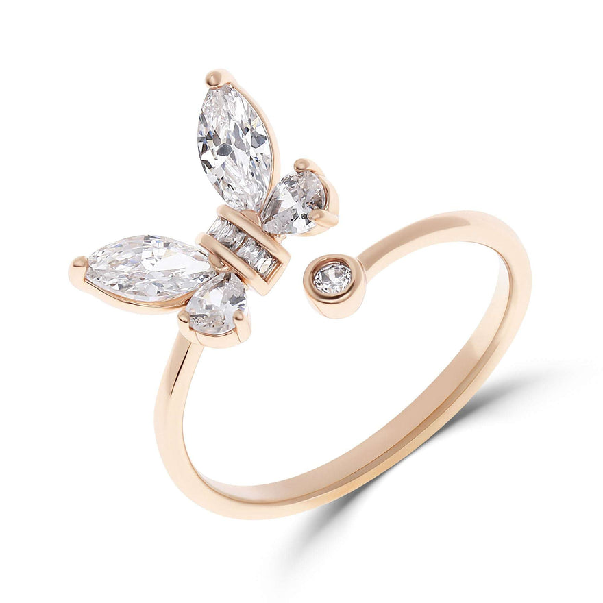 Butterfly ring with an accent stone