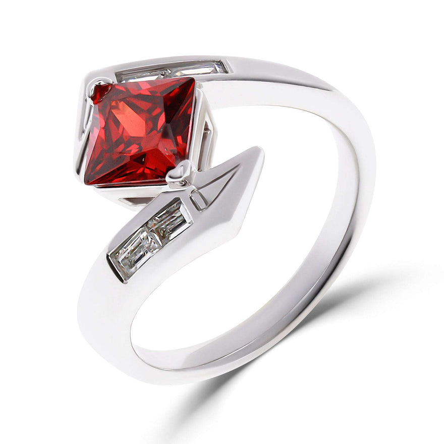 Red square stone cocktail ring