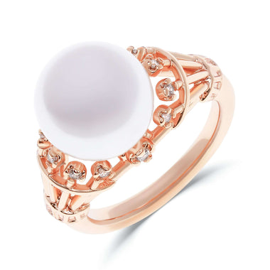 Openwork ring with a pearl-like centre