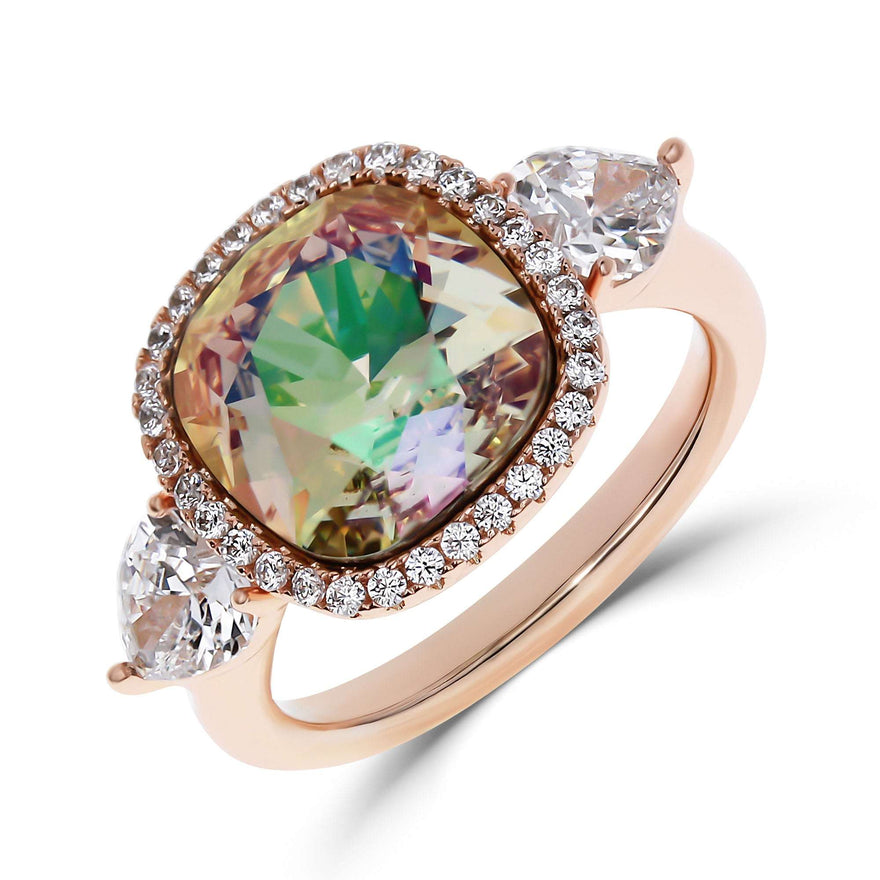 Rainbow cubic zirconia cocktail ring