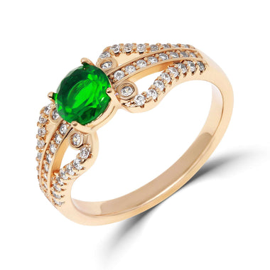 Green cubic zirconia split-shank ring
