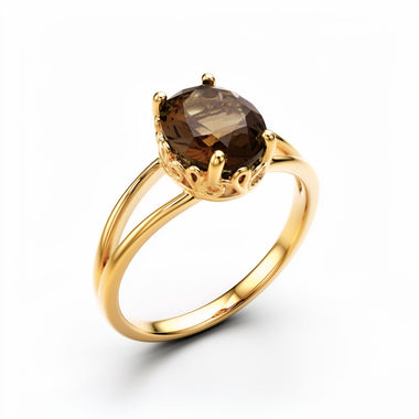 Brown cubic zirconia split-shank ring