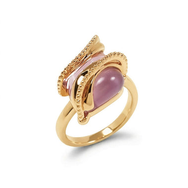 Ribbon-wrapped pink cocktail ring