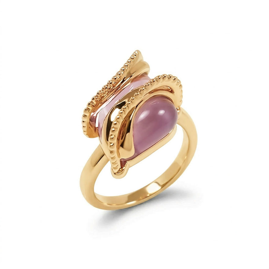 Ribbon-wrapped pink cocktail ring