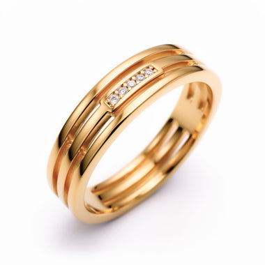 Three-band ring with cubic zirconia