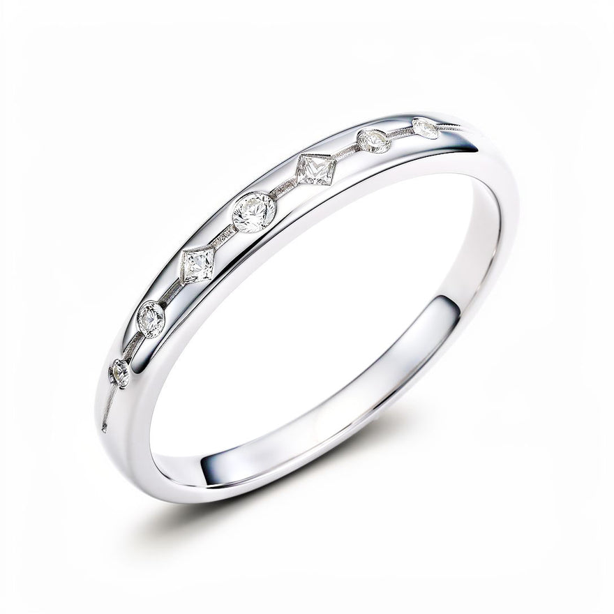 Slim cubic zirconia band ring, 3 mm