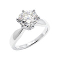 Solitaire ring with a large round cubic zirconia in a six-prong silver-tone setting