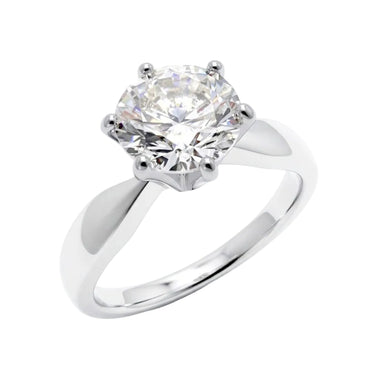 Six-prong solitaire cubic zirconia ring