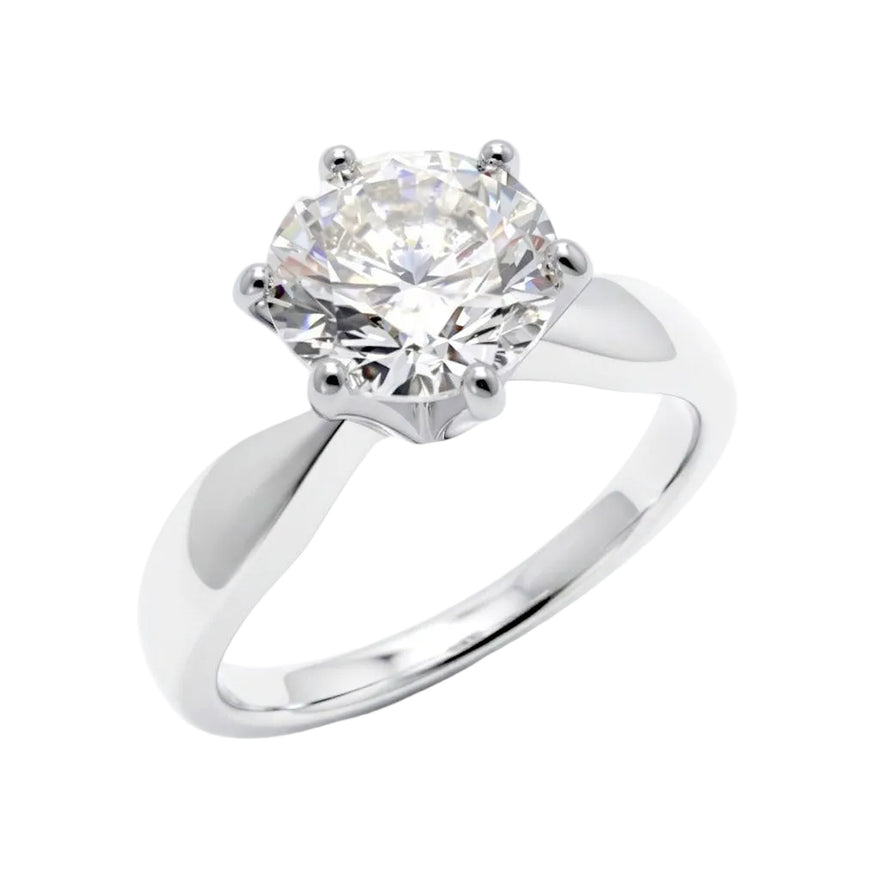 Six-prong solitaire cubic zirconia ring