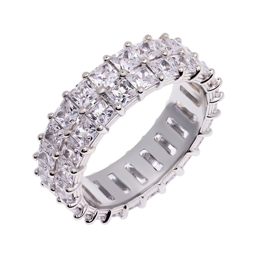 Two-row cubic zirconia ring, 8 mm wide