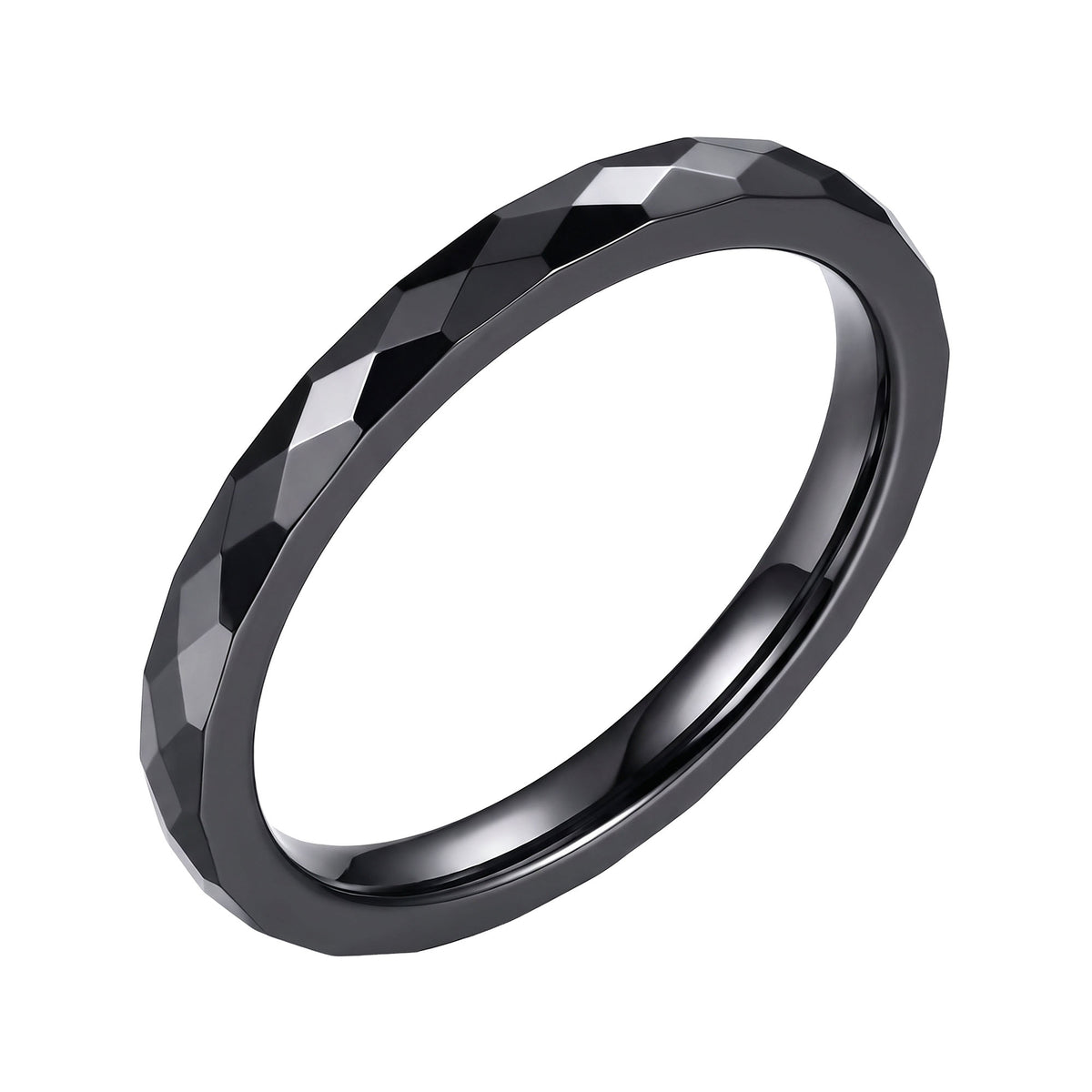 Black | Black faceted ceramic ring
