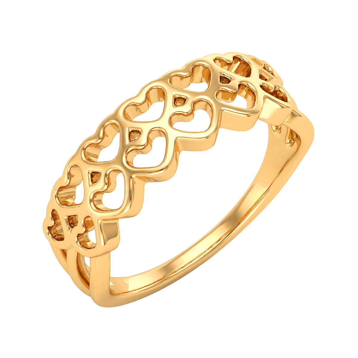 Gold-tone openwork ring with cutout hearts