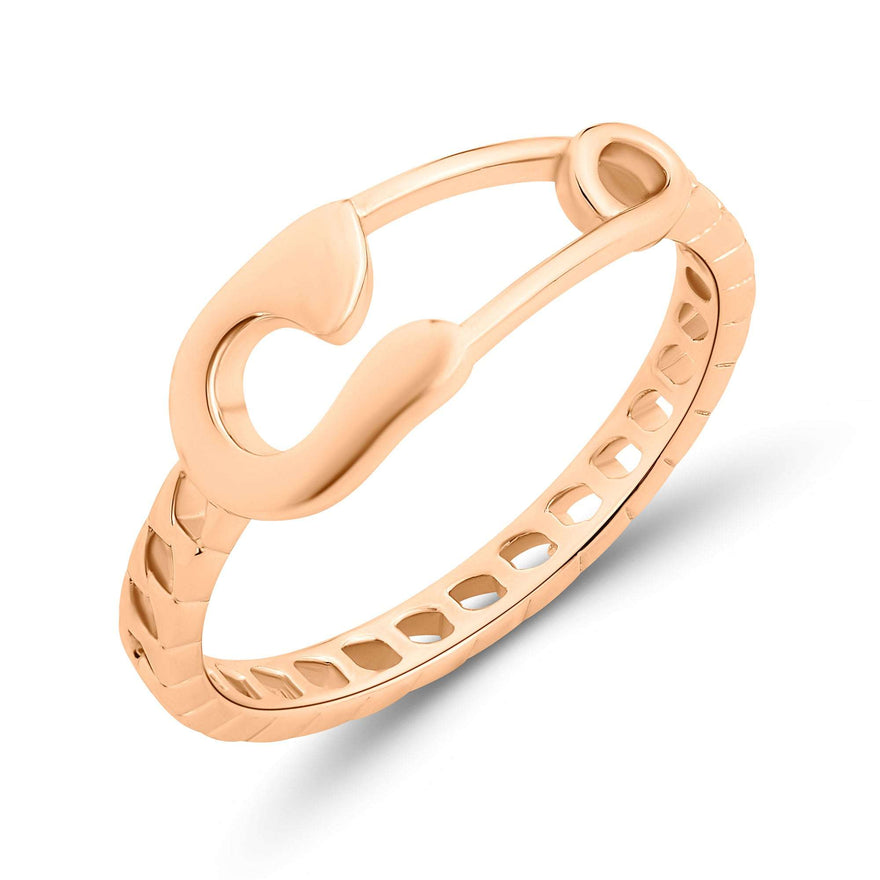 Safety pin ring with an openwork band