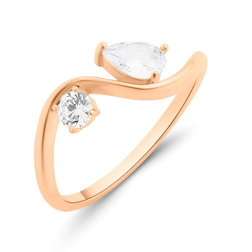 Toi et moi ring with a teardrop stone