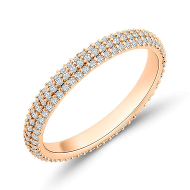 Three-row cubic zirconia eternity ring