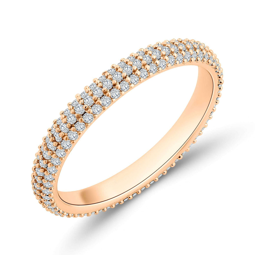 Three-row cubic zirconia eternity ring