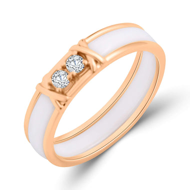 Ceramic and cubic zirconia band ring