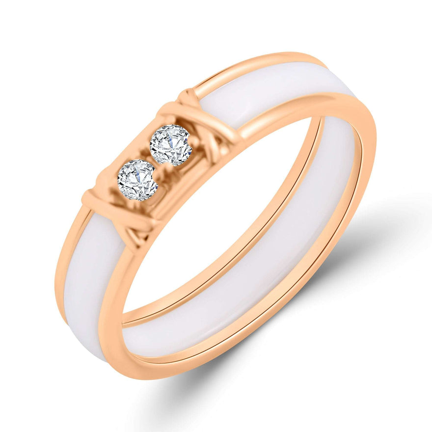 Ceramic and cubic zirconia band ring