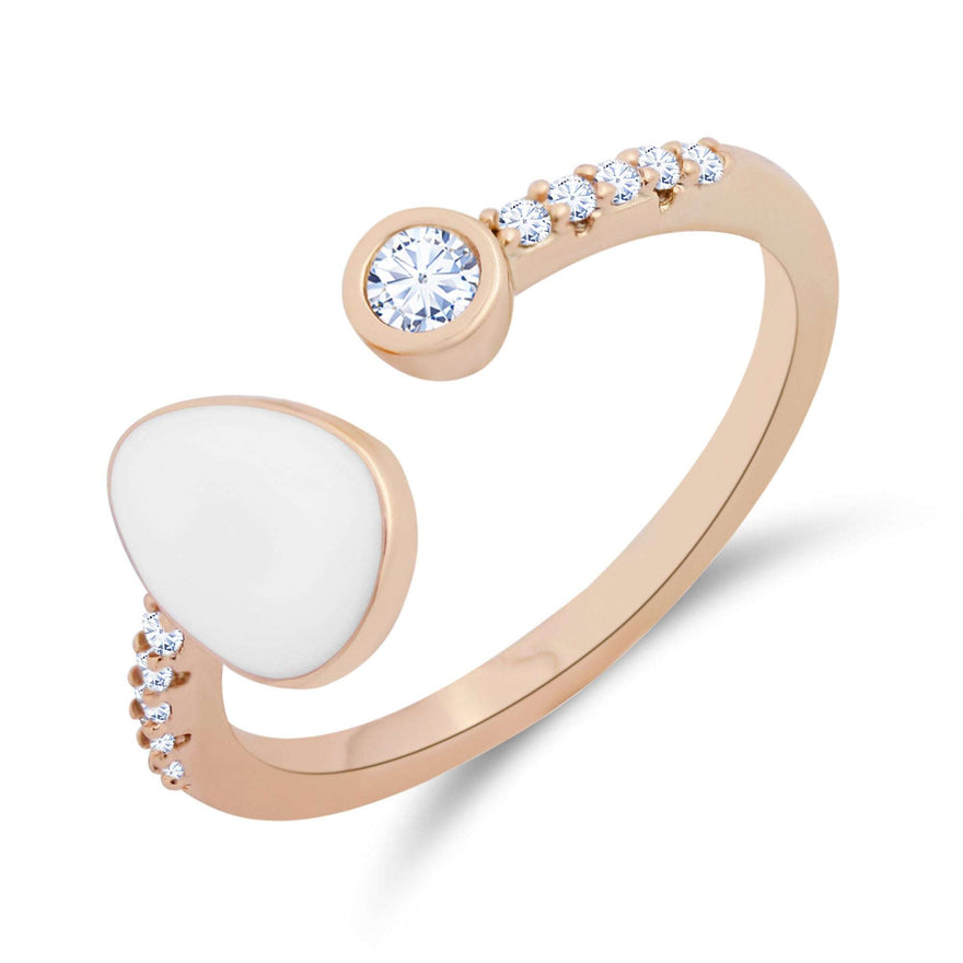 White enamel teardrop open ring