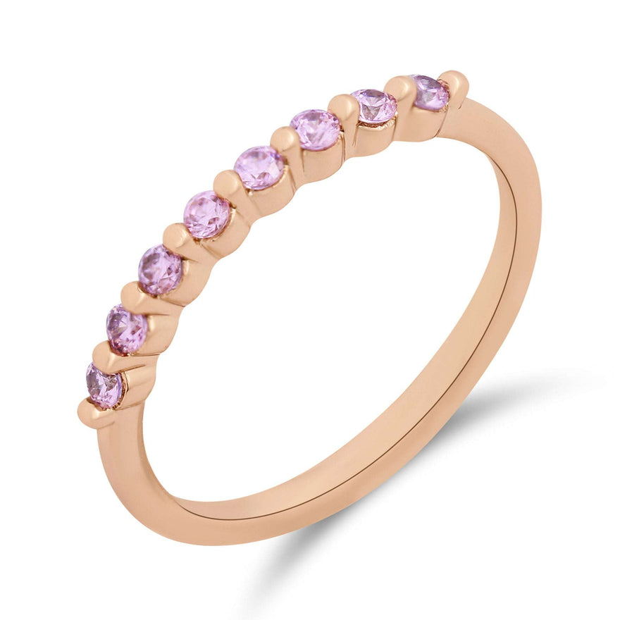 Pink cubic zirconia stacking ring