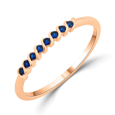 Deep blue cubic zirconia stacking ring