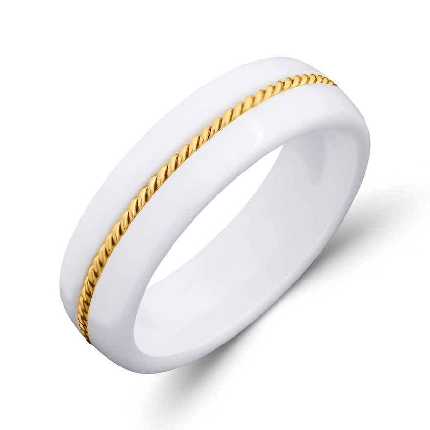 White ring with an off-centre twist