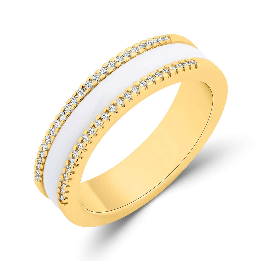 Zirconia-edged white ceramic ring