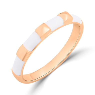 Geometric white enamel ring, 3 mm