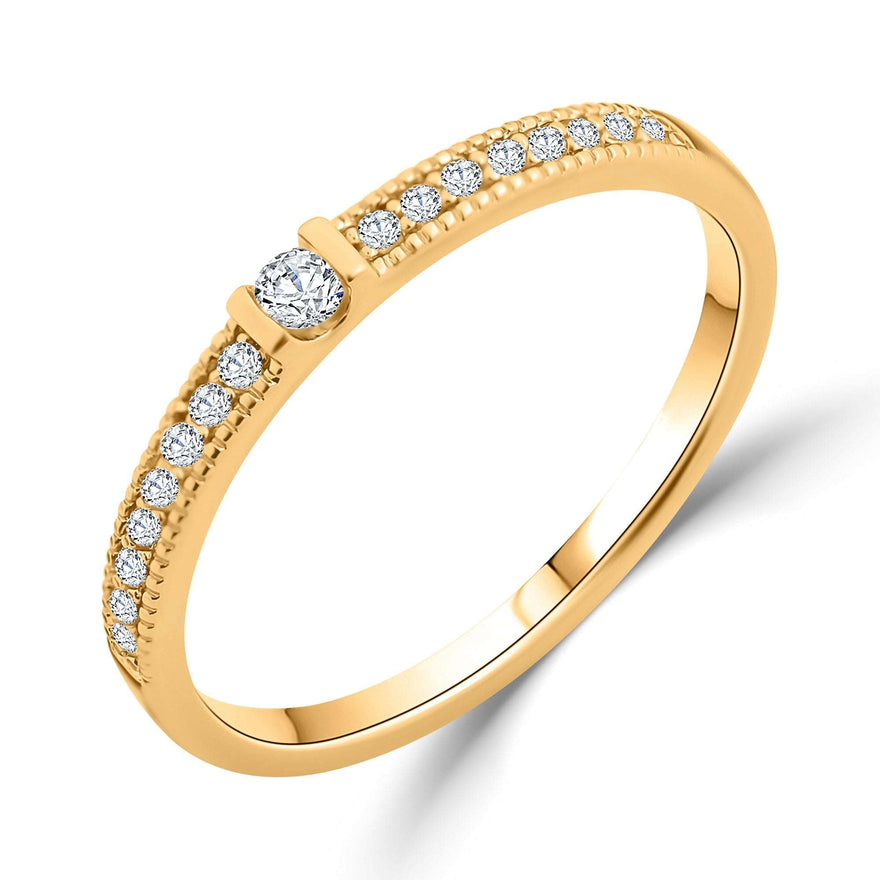 Slim zirconia ring with a centre stone