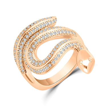 Coiled snake ring with cubic zirconia