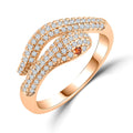 Gold-plated snake ring with white cubic zirconia and a red-orange eye
