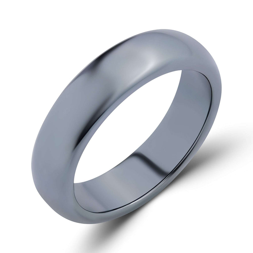 Mirror-polished hematite ring, 6 mm