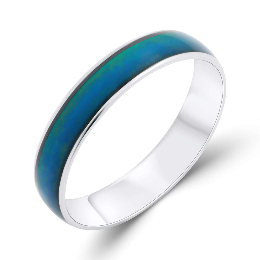 Slim blue-green mood ring, 4 mm
