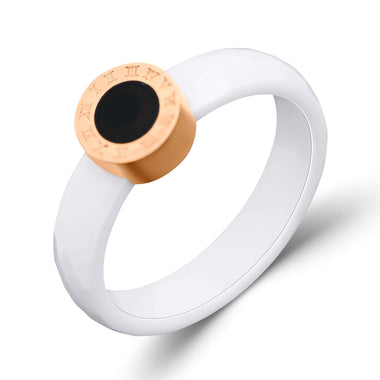 Roman numeral ring in white ceramic