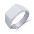 Chunky signet ring with a smooth rectangular top in steel