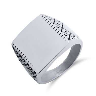 Square signet ring with engraved sides
