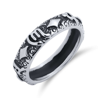 Embossed symbol band ring, 5.5 mm