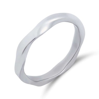 Wavy polished steel ring, 3 mm