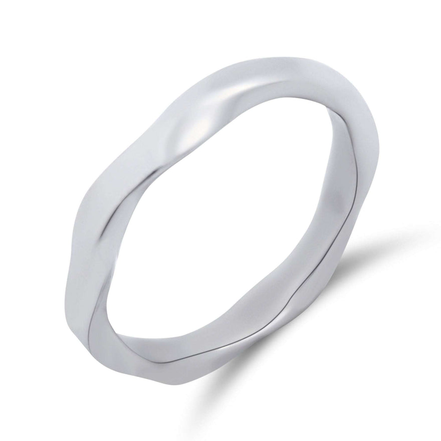 Wavy polished steel ring, 3 mm