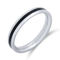 Unisex steel ring with a black accent line and smooth polish