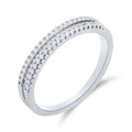 Slim silver-tone ring with two rows of sparkling cubic zirconia