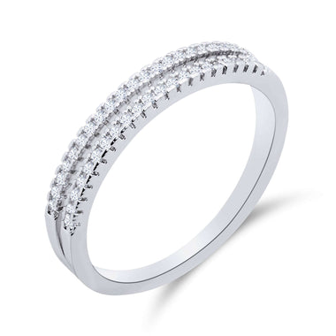 Two-row cubic zirconia band ring, 3 mm
