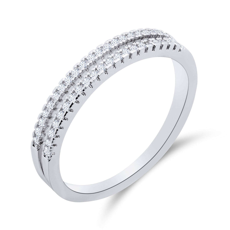 Two-row cubic zirconia band ring, 3 mm