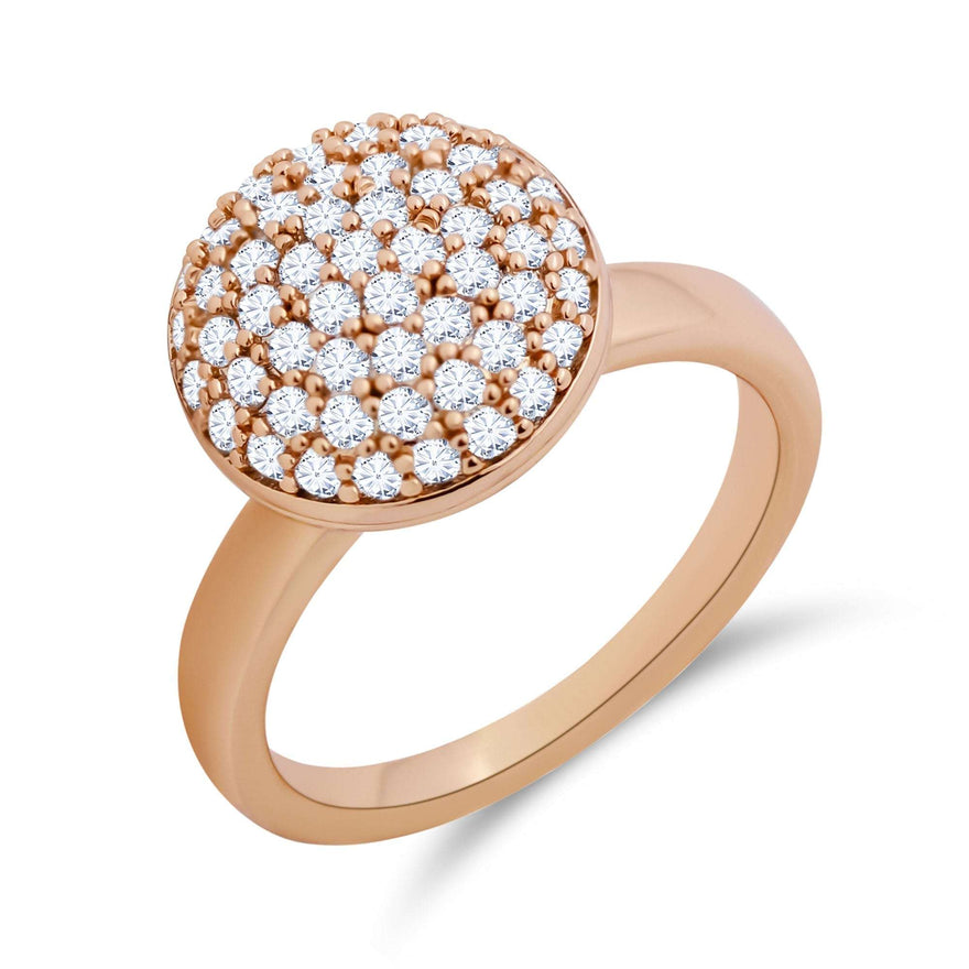 Domed cubic zirconia cluster ring